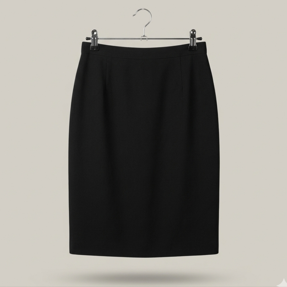Giorgio Armani Le Collezioni Vintage 100% Wool Pencil Skirt IT42/US8‎ Navy Euc